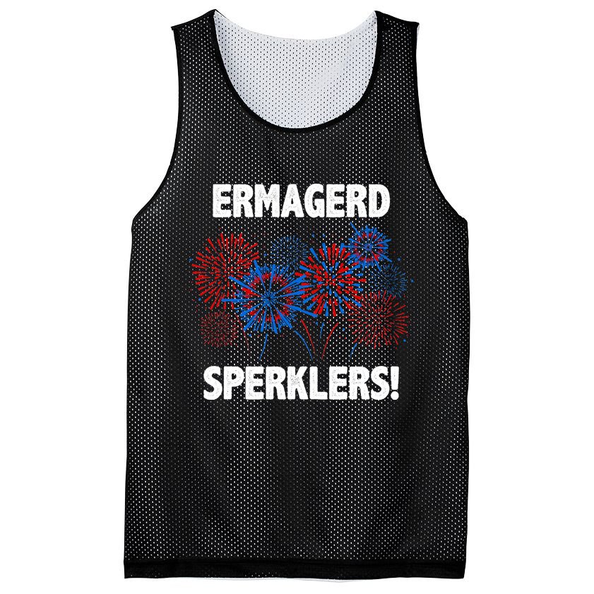 Ermagerd Sperklers Funny 4th Of July Fireworks Mesh Reversible Basketball Jersey Tank