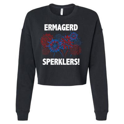 Ermagerd Sperklers Funny 4th Of July Fireworks Cropped Pullover Crew