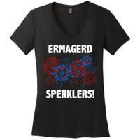 Ermagerd Sperklers Funny 4th Of July Fireworks Women's V-Neck T-Shirt