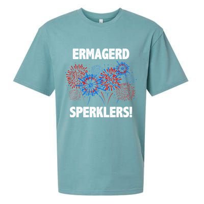 Ermagerd Sperklers Funny 4th Of July Fireworks Sueded Cloud Jersey T-Shirt