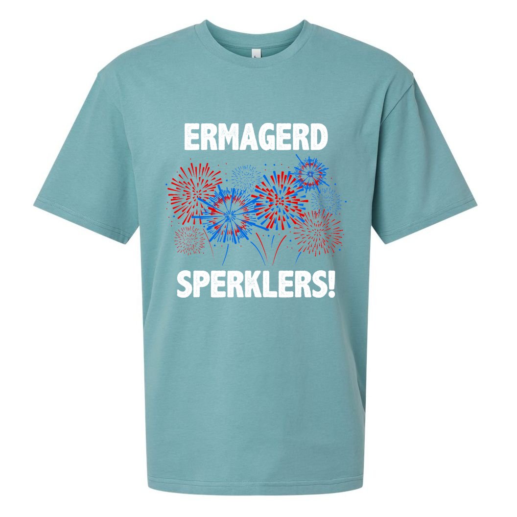 Ermagerd Sperklers Funny 4th Of July Fireworks Sueded Cloud Jersey T-Shirt