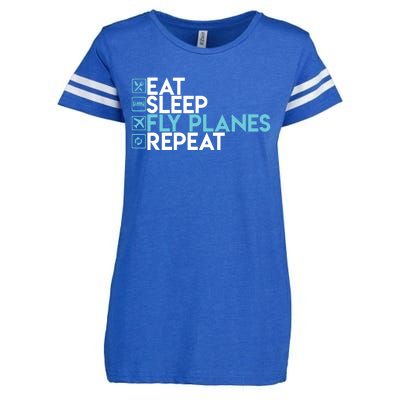 Eat Sleep Fly Planes Repeat Trendy Airplane Pilot Enza Ladies Jersey Football T-Shirt