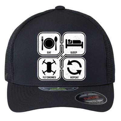 Eat Sleep Fly Drones Repeat Great Gift Flexfit Unipanel Trucker Cap