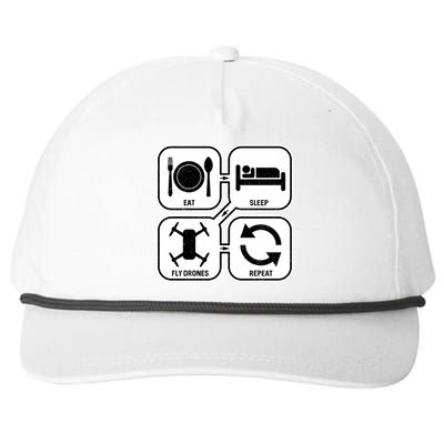 Eat Sleep Fly Drones Repeat Great Gift Snapback Five-Panel Rope Hat