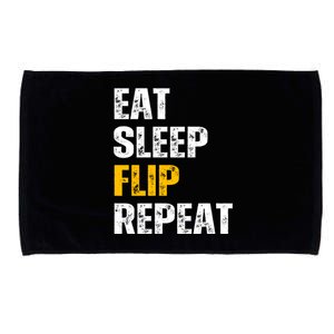 Eat Sleep Flip Repeat Funny Gymnastics Parkour Flipping Microfiber Hand Towel