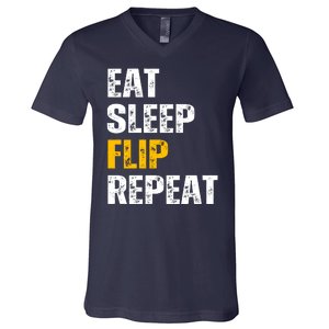 Eat Sleep Flip Repeat Funny Gymnastics Parkour Flipping V-Neck T-Shirt