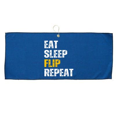 Eat Sleep Flip Repeat Funny Gymnastics Parkour Flipping Large Microfiber Waffle Golf Towel