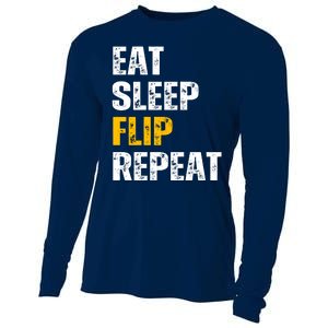 Eat Sleep Flip Repeat Funny Gymnastics Parkour Flipping Cooling Performance Long Sleeve Crew