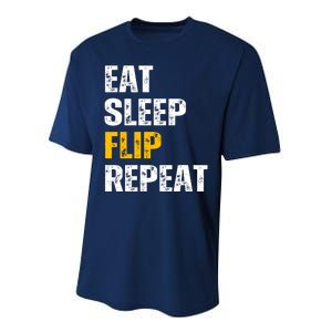 Eat Sleep Flip Repeat Funny Gymnastics Parkour Flipping Performance Sprint T-Shirt