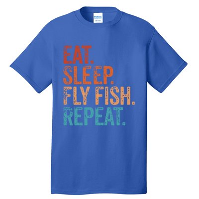 Eat Sleep Fly Fish Repeat Vintage Fly Fishing Fisher Gift Tall T-Shirt