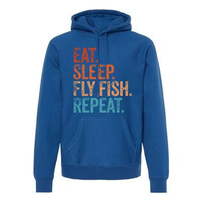 Eat Sleep Fly Fish Repeat Vintage Fly Fishing Fisher Gift Premium Hoodie