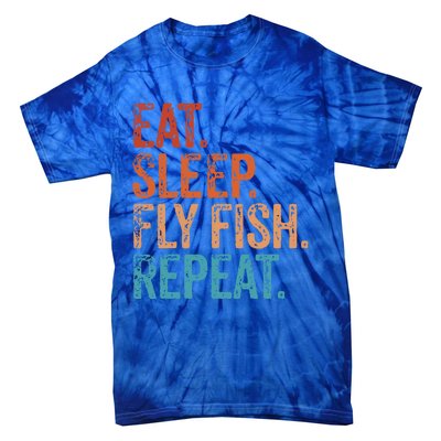 Eat Sleep Fly Fish Repeat Vintage Fly Fishing Fisher Gift Tie-Dye T-Shirt