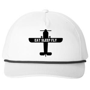 Eat Sleep Fly Pilot Outfit Airplane Runway Aviator Aviation Meaningful Gift Snapback Five-Panel Rope Hat