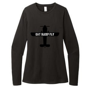 Eat Sleep Fly Pilot Outfit Airplane Runway Aviator Aviation Meaningful Gift Womens CVC Long Sleeve Shirt