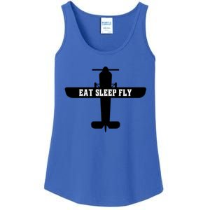 Eat Sleep Fly Pilot Outfit Airplane Runway Aviator Aviation Meaningful Gift Ladies Essential Tank