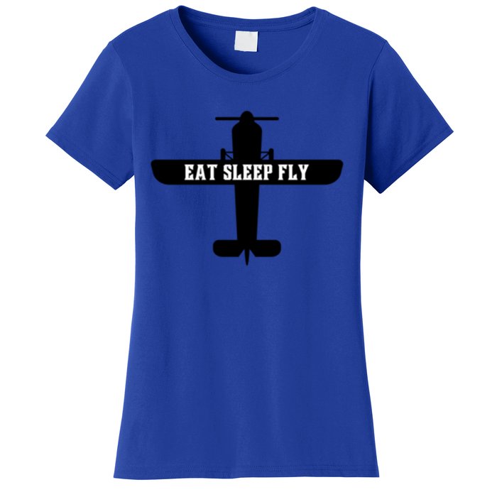 Eat Sleep Fly Pilot Outfit Airplane Runway Aviator Aviation Meaningful Gift Women's T-Shirt