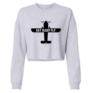 Eat Sleep Fly Pilot Outfit Airplane Runway Aviator Aviation Meaningful Gift Cropped Pullover Crew