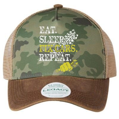 Eat Sleep Fix Cars Repeat Auto Mechanic Cars Lovers Legacy Tie Dye Trucker Hat