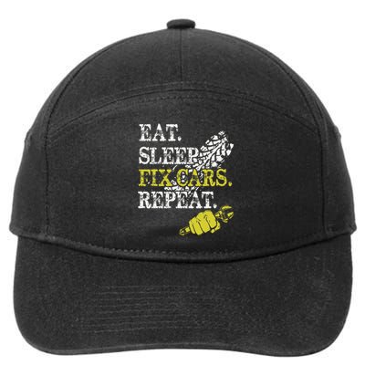 Eat Sleep Fix Cars Repeat Auto Mechanic Cars Lovers 7-Panel Snapback Hat