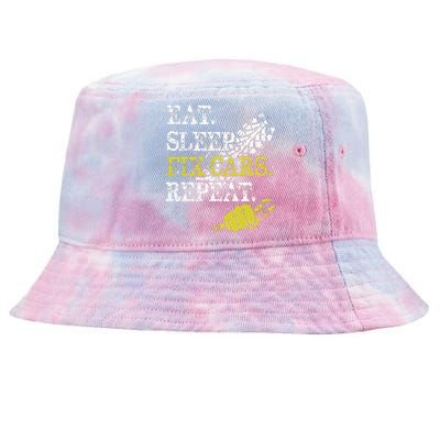 Eat Sleep Fix Cars Repeat Auto Mechanic Cars Lovers Tie-Dyed Bucket Hat