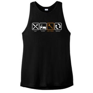 Eat, Sleep, Fix Stuff, Repeat! Gift For Repairman, Handyman Ladies PosiCharge Tri-Blend Wicking Tank