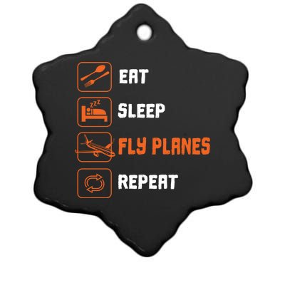 Eat Sleep Fly Planes Repeat Pilot Flying Gift Ceramic Star Ornament