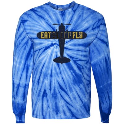 Eat Sleep Fly Gift Tie-Dye Long Sleeve Shirt