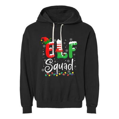 Elf Squad Funny Elf Family Christmas Matching Pajamas Xmas Garment-Dyed Fleece Hoodie