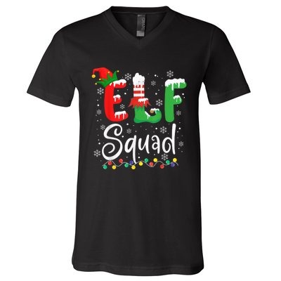 Elf Squad Funny Elf Family Christmas Matching Pajamas Xmas V-Neck T-Shirt