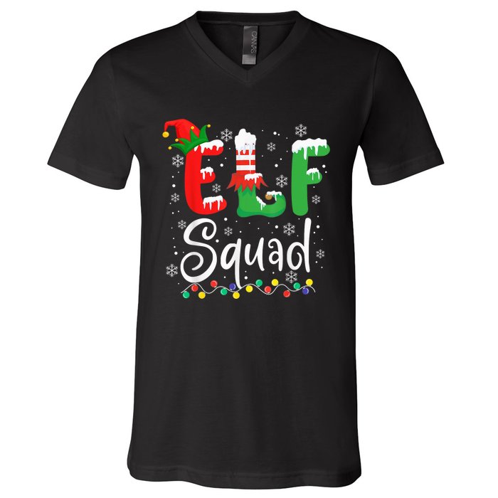 Elf Squad Funny Elf Family Christmas Matching Pajamas Xmas V-Neck T-Shirt