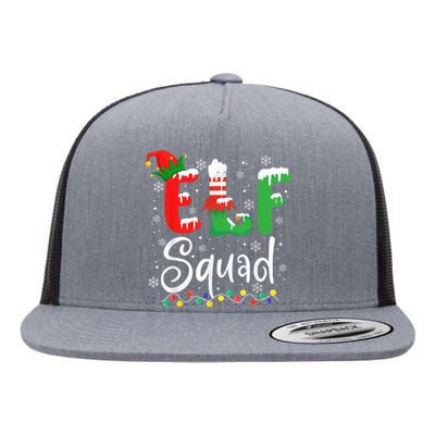 Elf Squad Funny Elf Family Christmas Matching Pajamas Xmas Flat Bill Trucker Hat