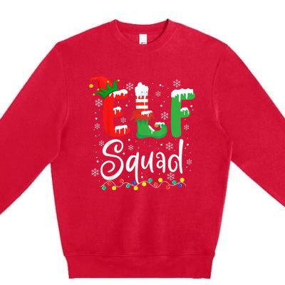 Elf Squad Funny Elf Family Christmas Matching Pajamas Xmas Premium Crewneck Sweatshirt