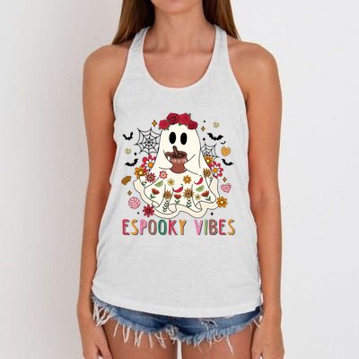 Espooky Season Floral Ghost Halloween Women's Knotted Racerback Tank