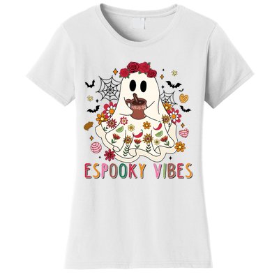 Espooky Season Floral Ghost Halloween Women's T-Shirt