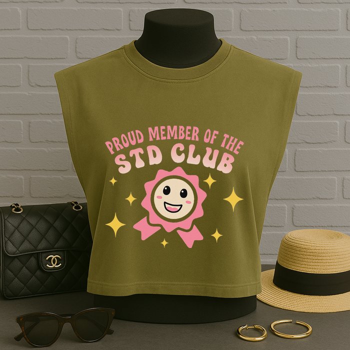 Embarrassing Std Funny Inappropriate Hilarious Garment-Dyed Women's Muscle Tee