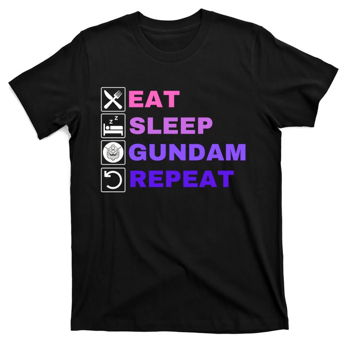 Eat Sleep Gundam Repeat, Funny Gundam, Funny Anime, Funny Manga T-Shirt