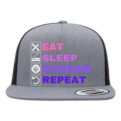 Eat Sleep Gundam Repeat, Funny Gundam, Funny Anime, Funny Manga Flat Bill Trucker Hat