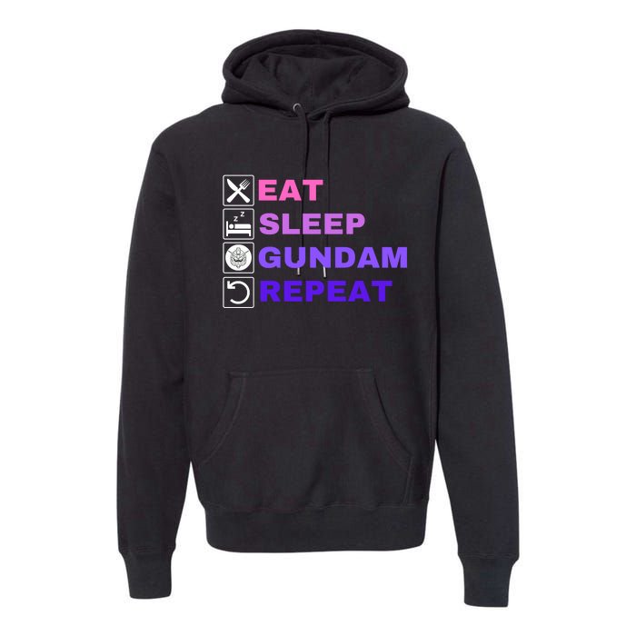 Eat Sleep Gundam Repeat, Funny Gundam, Funny Anime, Funny Manga Premium Hoodie