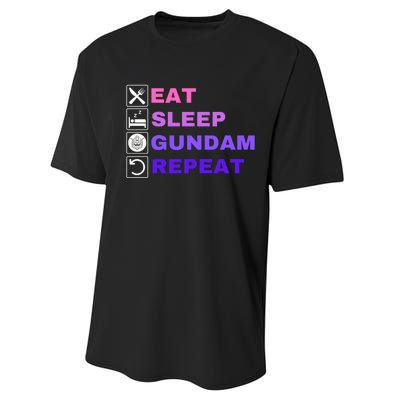 Eat Sleep Gundam Repeat, Funny Gundam, Funny Anime, Funny Manga Performance Sprint T-Shirt