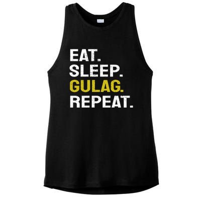 Eat Sleep Gulag Repeat Gamer Gift Funny Video Game Gulag Gift Ladies PosiCharge Tri-Blend Wicking Tank