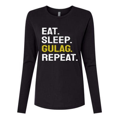 Eat Sleep Gulag Repeat Gamer Gift Funny Video Game Gulag Gift Womens Cotton Relaxed Long Sleeve T-Shirt