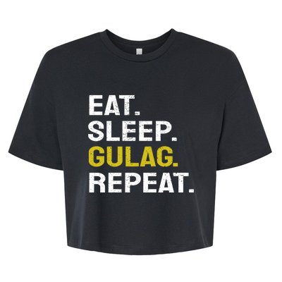 Eat Sleep Gulag Repeat Gamer Gift Funny Video Game Gulag Gift Bella+Canvas Jersey Crop Tee