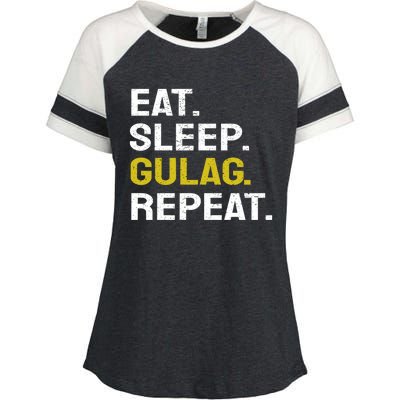 Eat Sleep Gulag Repeat Gamer Gift Funny Video Game Gulag Gift Enza Ladies Jersey Colorblock Tee