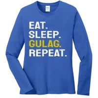 Eat Sleep Gulag Repeat Gamer Gift Funny Video Game Gulag Gift Ladies Long Sleeve Shirt