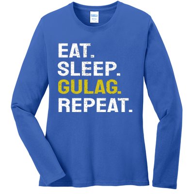 Eat Sleep Gulag Repeat Gamer Gift Funny Video Game Gulag Gift Ladies Long Sleeve Shirt