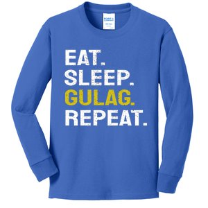 Eat Sleep Gulag Repeat Gamer Gift Funny Video Game Gulag Gift Kids Long Sleeve Shirt