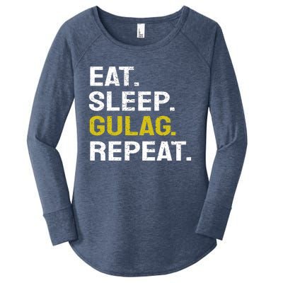 Eat Sleep Gulag Repeat Gamer Gift Funny Video Game Gulag Gift Women's Perfect Tri Tunic Long Sleeve Shirt