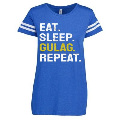 Eat Sleep Gulag Repeat Gamer Gift Funny Video Game Gulag Gift Enza Ladies Jersey Football T-Shirt