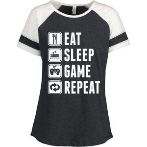 Eat Sleep Game Repeat Enza Ladies Jersey Colorblock Tee