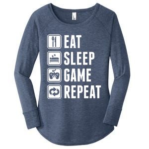 Eat Sleep Game Repeat Women's Perfect Tri Tunic Long Sleeve Shirt